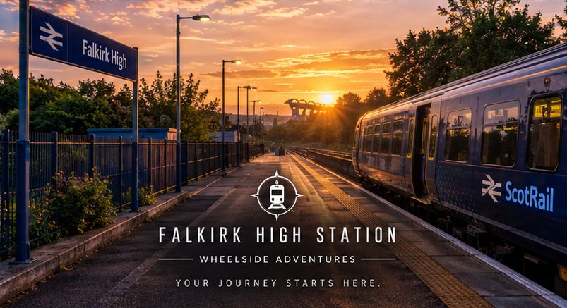 Falkirk High Station and the route towards the Falkirk Wheel